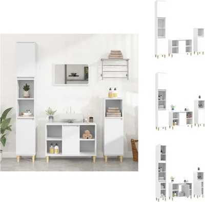Obrázek produktu pro vidaXL 3dílná sada koupelnového nábytku bílá materiál na bázi dřeva - Koupelnové nábytkové sety