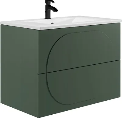 Produktbild von Badmöbel Hängeschrank + Einbauwaschbecken - Grün - 80 cm - VUTOMA
