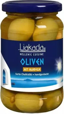 Zdjęcie produktu dla Zielone oliwki Liakada z migdałami, 330 g