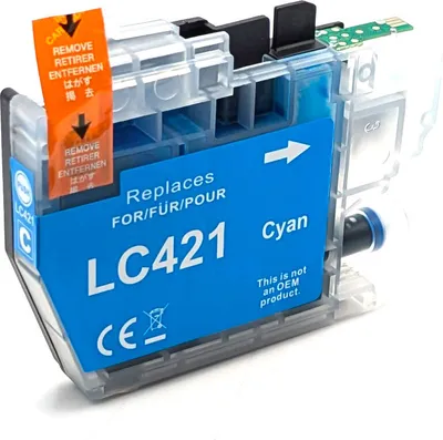 Produktbild von Druckerpatrone kompatibel zu Brother LC-421C Cyan – ersetzt LC421C / LC-421C – für DCP-J1050DW, J1140DW, J1800DW, MFC-J1010DW