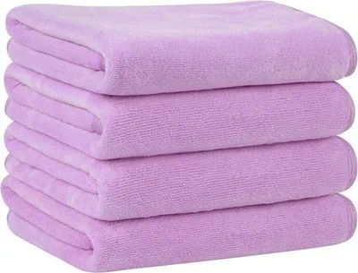 Imagen del producto de Toallas de microfibra Unyqoos® (pack de 4) – 100% microfibra, 40 x 76 cm, 400 g/m², de secado rápido y sin pelusa, muy absorbentes, ideales para viajes y deportes, color lila