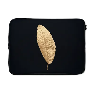 Produktbild von MuchoWow® Laptop Hülle 13 Zoll Schwarz und Gold - Blätter - Schwarz - Pflanzen - Luxus Laptoptasche - Laptophülle - Sleeve - Rundumschutz