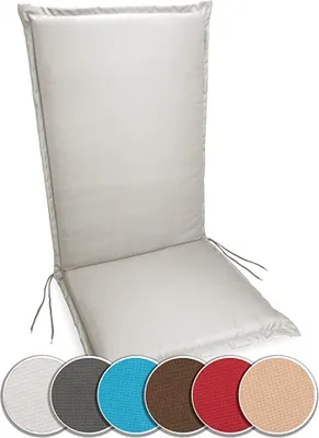Produktbild von sunnypillow 1 Stück Gartenstuhlauflage  120 x 50  extra Dicke 9cm  Hochlehner Auflage waschbar wasserdicht  Polsterauflagen Outdoor Stuhlauflage Polster Sitzkissen Gartenstuhl  Grau