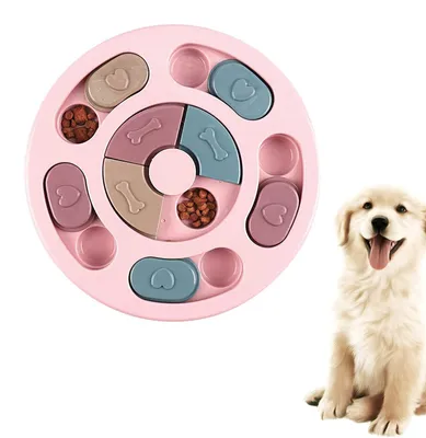Hundepuzzle Slow Feeder, interaktives Leckerli-Spielzeug, rosa