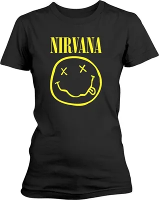 Zdjęcie produktu dla Nirvana Yellow Happy Face Black M Damskie Koszulka