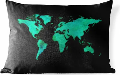 Produktbild von MuchoWow® Outdoor Kissen - Weltkarte - Grün - Aquarell - 50x30 cm - Wetterfest - Lounge Kissen - Sofa kissen - Wohnzimmer Dekoration