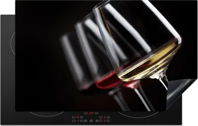 Produktbild von KitchenYeah© Herdabdeckplatte Weinglas - Wein - Alkohol , 85x52cm, Küche Deko, Glaskeramikkochfeld Herdabdeckung, Abdeckplatte fùr Kochfeld
