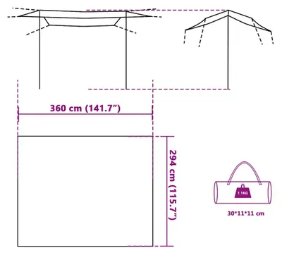 Productafbeelding van vidaXL Zeildoek, blauw, 360x294 cm, waterdicht