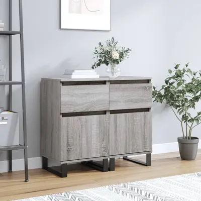 Produktbild von The Living Store Sideboards 2 Stk. Grau Sonoma 40x35x70 cm Holzwerkstoff