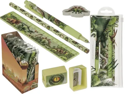 Obrázok produktu pre Školská sada Dinosaury 5 v 1 – Pomôcky pre fanúšikov pravekého sveta