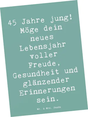 Produktbild von Mr. & Mrs. Panda Postkarte Spruch 45. Geburtstag - Meeresbrise - Geschenk, neues Lebensjahr, Geburtstagsgeschenk, Postkarten, Ansichtskarte, bildkarte, Happy Birthday