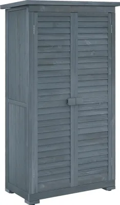 Image de Armoire de jardin en bois - Armoire à outils - 0,31 m² - 2 portes - 2 étagères - Étanche - Pour l'extérieur - Gris