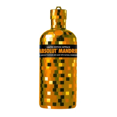 Produktbild von Absolut Vodka Disco Mandarin 0,75L, Limited Edition 2009 - Spiegelkugel-Design – Leuchtend orange Geschenkverpackung als Discokugel - Wodka-Geschmack