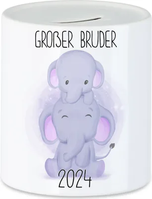 Produktbild von Großer Bruder 2024 Spardose Geschwisterliebe Bruderliebe Elefant Geborgenheit Beschützer Welt Liebe Bro Familie