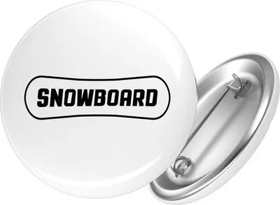 Produktbild von Huuraa Button Snowbord Schriftzug 25mm rund mit Sicherheitsnadel Ansteckbutton Geschenkidee
