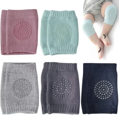 Imagen del producto de Protectores para rodillas de bebé, algodón, 5 pares, antideslizantes, en varios colores, para bebés y niños pequeños