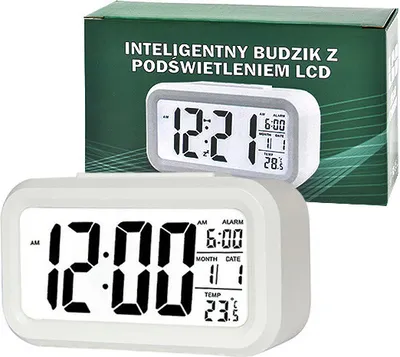 Zdjęcie produktu dla Zegar Budzik Trusty Duży Lcd Biały Zg21