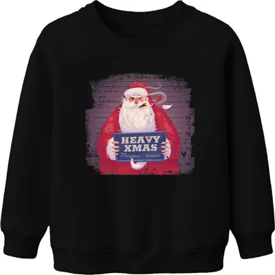 Produktbild von Heavy X-Mas Weihnachtsmann Mugshot - Weihnachten Weihnachtsgeschenk Christmas Uni Kinder Weihnachtspullover, Schwarz, 116
