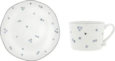 Produktbild von 12tlg. Kaffeeservice Daisies Blumen 6 Personen weiß blau Bastion Collections
