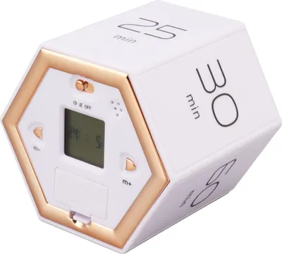 Obrázek produktu pro Hex Flip Timer s funkcí ztlumení alarmu Magnetický časový manažer Cube Timer s LCD displejem pro vaření, studium, práci, bílá barva