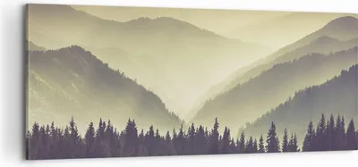 Produktbild von Bild auf Leinwand - Leinwandbild - Berge Wald Natur - 100x40cm - Wand Bild - Wanddeko - Wandbilder - Leinwanddruck - Bilder - Kunstdruck - Wanddekoration - Leinwand bilder - Wandkunst - AB100x40-3820