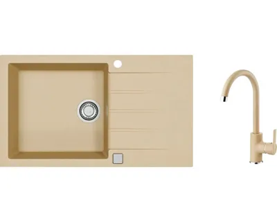 Obrázok produktu pre Granitový drez s batériou ALVEUS CADIT 40 Beige 55 860x500 mm + batéria TONIA SETA22036