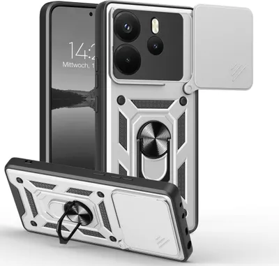 Produktbild von Armor Handyhülle für Xiaomi Redmi Note 14 Kameraschutz Handy Panzer Case Cover Schutzhülle Outdoor Farbe: Silber