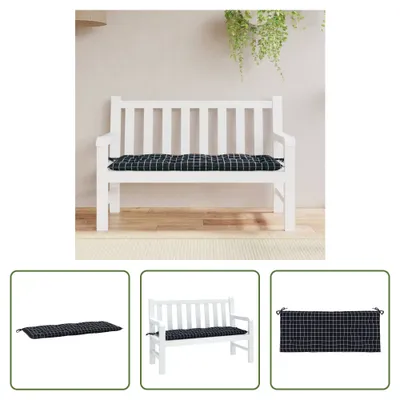 Produktbild von The Living Store Gartenbank-Auflage Schwarz Karomuster 120x50x7 cm Stoff