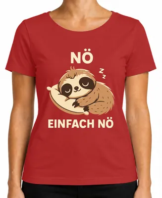 Immagine prodotto di Bradipo che dorme NÖ EINFACH NÖ Regalo carino e pigro Maglietta da donna per bambini divertente, rosso, S