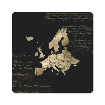 Produktbild von MuchoWow® Mauspad Mousepad Europa Karte - Gold - Schwarz 30x30 cm - Mousepads - Maus Mat - Pad - Mausunterlage - Gaming