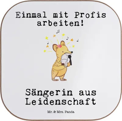 Produktbild von Mr. & Mrs. Panda Untersetzer für Gläser Sängerin Leidenschaft - Weiß - Geschenk, Tassen, gläseruntersetzer, Glas, Coaster, bieruntersetzer