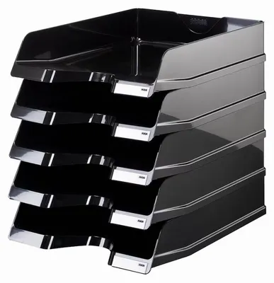 Produktbild von HAN Briefablage Viva, 5 STÜCK, stilvolle Elegante Design-Briefablage in . DINA4/C4, mit Beschriftungsclips, 10275-13, schwarz