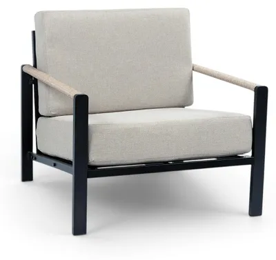 Produktbild von Lounge-Sessel Nosso | Aluminium & Textil | Schwarz/Sand | 2er Set