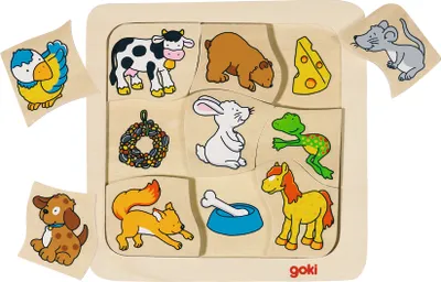 Imagen del producto de Juego Legespiel: ¿Quién come qué? Puzzle de asociación de 9 piezas, 18x18 cm