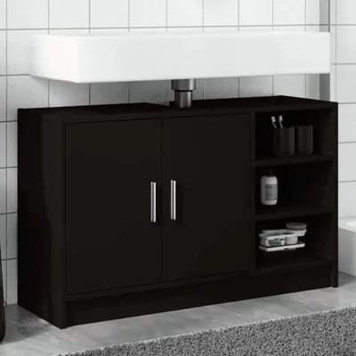 Produktbild von Möbel Waschbeckenunterschrank Schwarz 90x29x55 cm Holzwerkstoff - Badezimmer 848123