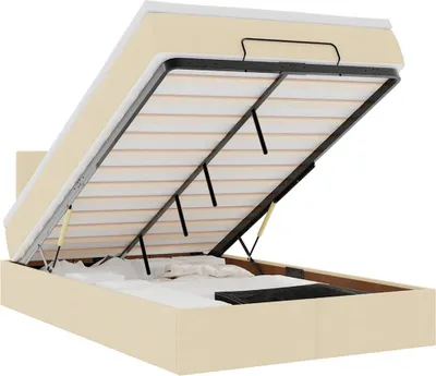 Obrázok produktu pre vidaXL Osmanská posteľ s matracom a LED diódami krémová 120x190 cm látka