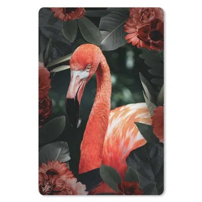 Obrázok produktu pre Podložka pod myš - Plameniak - červená - kvetina - 18x27cm - Rohožka pod myš