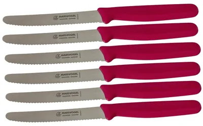 Produktbild von Marsvogel | Tafelmesser | Pink | Edelstahl Wellenschliff | rostfrei & langlebig | ergonomischer Griff | ideal für Brot, Brötchen & Frühstück | 6er Set
