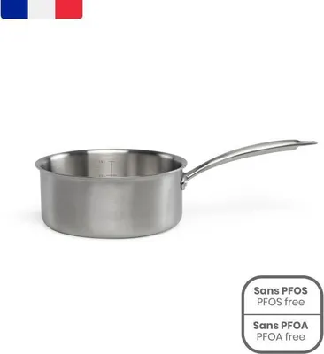 Immagine prodotto di Pentola, acciaio inossidabile triplo 18/10, diametro 18 cm, adatta a tutti i tipi di fornelli, compresa l'induzione, prodotta in Francia.