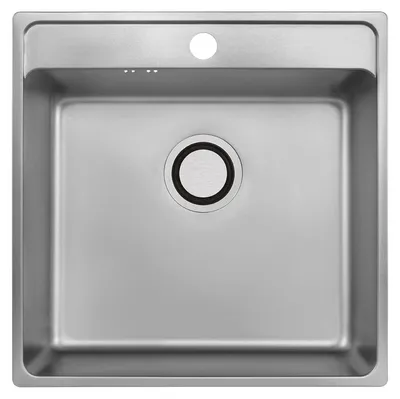 Zdjęcie produktu dla Zlewozmywak 1-komorowy Besos Inox 490x480 mm, stal 0,7 mm, wpuszczany, odporny na zarysowania, syfon Space Saving, 15 lat gwarancji