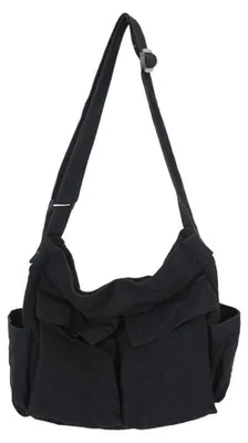 Produktbild von Canvas Messenger Bag, große Hobo-Umhängetasche mit mehreren Fächern, lässige Schultertasche für Damen und Herren
