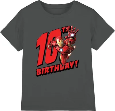 Obrázek produktu pro Iron Man - Dětské tričko - 10. narozeniny TV3930 (152-158) (dřevěné uhlí)