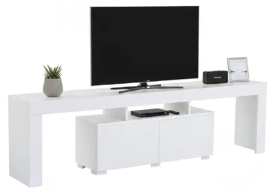 Produktbild von Fernsehschrank Andarna, Ständer für Wohnzimmerfernseher, Niedriges Wohnzimmer-Sideboard, TV-Ständerbasis, 180x31 h50 cm, Weiß