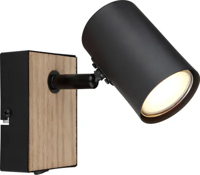 Produktbild von Gambellara »Gambellara« verstellbare Wandlampe aus Metall/Holz in Schwarz/Natur