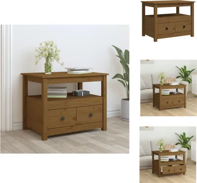 Produktbild von vidaXL Couchtisch Honigbraun 71x49x55 cm Massivholz Kiefer -  Couchtische
