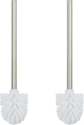 Produktbild von Set mit 2 Toilettenbürsten - Abnehmbarer Bürstenkopf - WC-Bürste mit Griff aus Edelstahl - Höhe x Durchmesser: 35 x 8 cm - Weiß