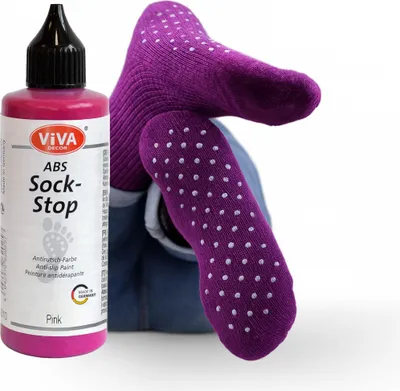 Produktbild von Viva Decor ABS Sock-Stop Antirutsch-Farbe Pink 82 ml, Textilfarbe für Socken, Hausschuhe, Teppiche und Badematten, waschbar bei 30 °C