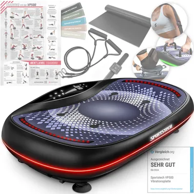 Produktbild von Sportstech Vibrationsplatte VP500 | 60 Intensitätsstufen | LED-Beleuchtung