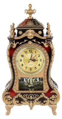 Produktbild von Antike Vintage Stil Kunststoff Tischuhr für Haus Hotel Dekoration - Wecker (braunrot)