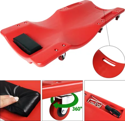 Produktbild von DEUBA KFZ Werkstattliege Kopfstütze 6X 360° Rollen ergonomisch Rollbrett Rollliege Montageliege Montagerollbrett